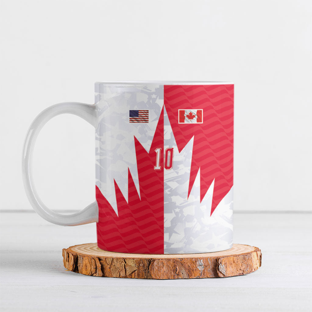 Custom USA and Canada National Football Ceramic Mug Maple Leaf Geometric and American Stripes