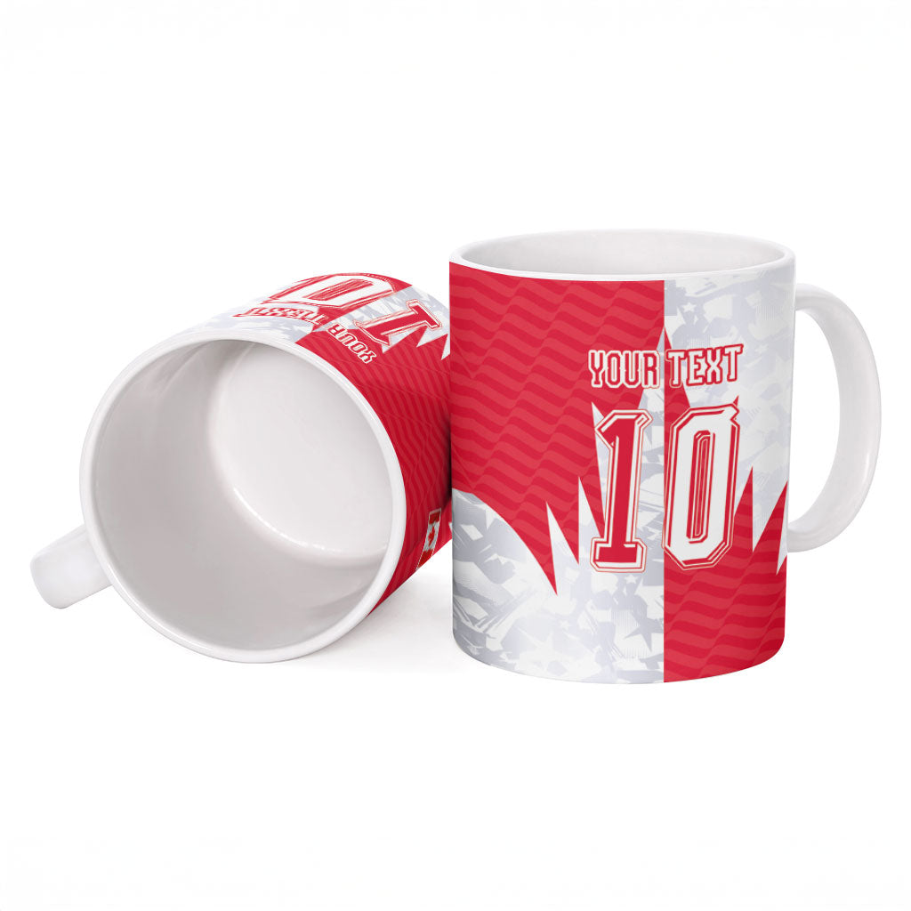 Custom USA and Canada National Football Ceramic Mug Maple Leaf Geometric and American Stripes