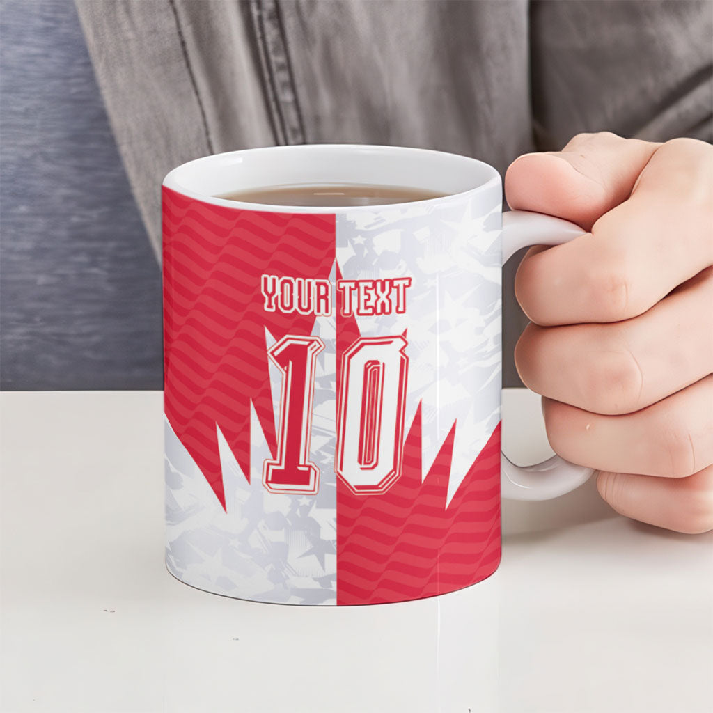 Custom USA and Canada National Football Ceramic Mug Maple Leaf Geometric and American Stripes