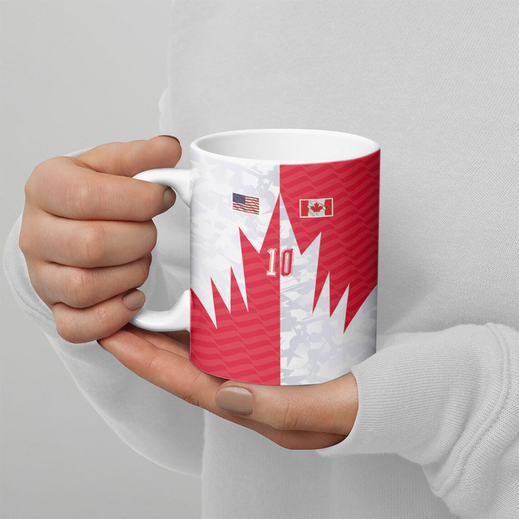 Custom USA and Canada National Football Ceramic Mug Maple Leaf Geometric and American Stripes