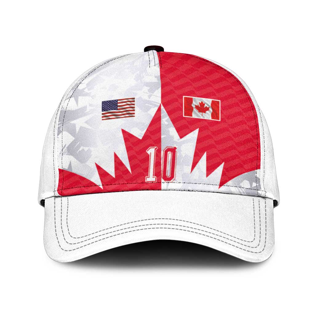 Custom USA and Canada National Football Classic Cap Maple Leaf Geometric and American Stripes