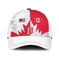 Custom USA and Canada National Football Classic Cap Maple Leaf Geometric and American Stripes