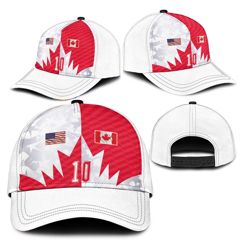 Custom USA and Canada National Football Classic Cap Maple Leaf Geometric and American Stripes