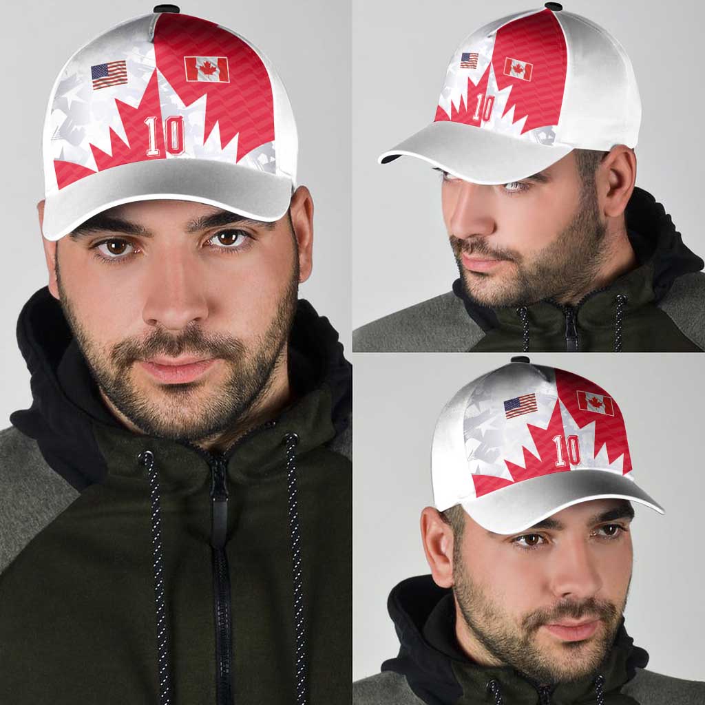 Custom USA and Canada National Football Classic Cap Maple Leaf Geometric and American Stripes