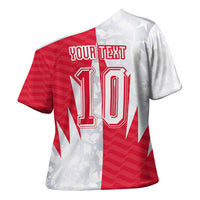 Custom USA and Canada National Football Cross Shoulder Shirt Maple Leaf Geometric and American Stripes