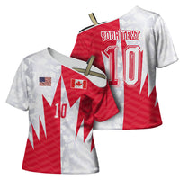 Custom USA and Canada National Football Cross Shoulder Shirt Maple Leaf Geometric and American Stripes