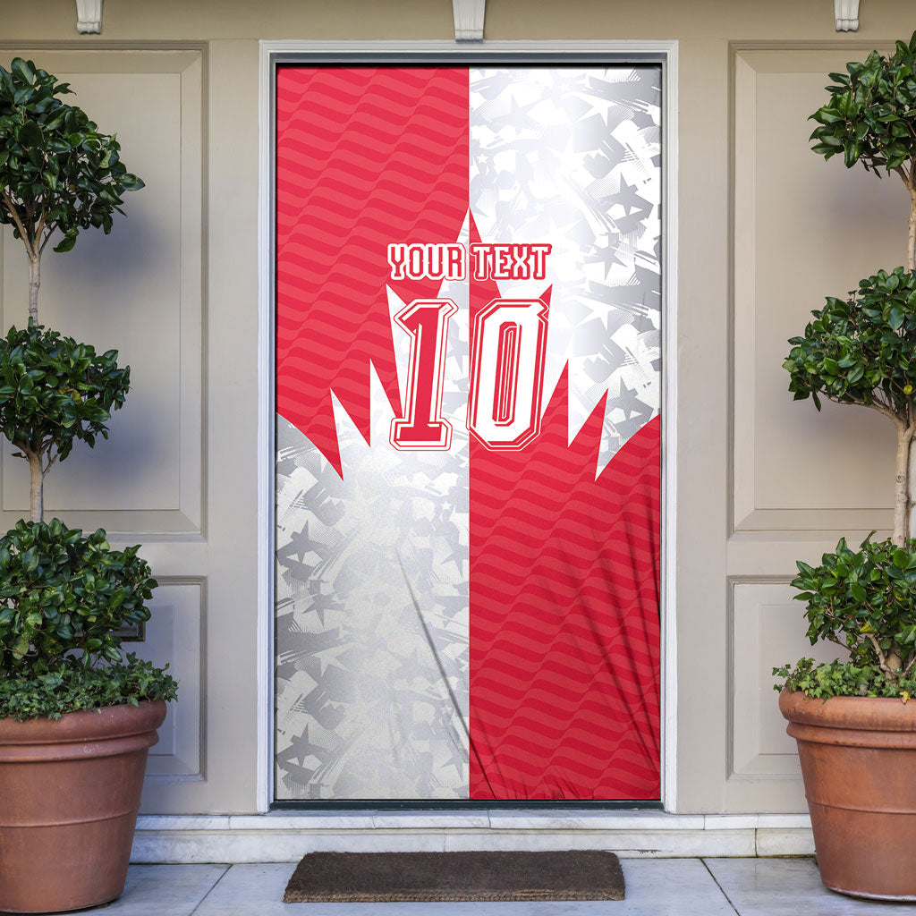 Custom USA and Canada National Football Door Cover Maple Leaf Geometric and American Stripes