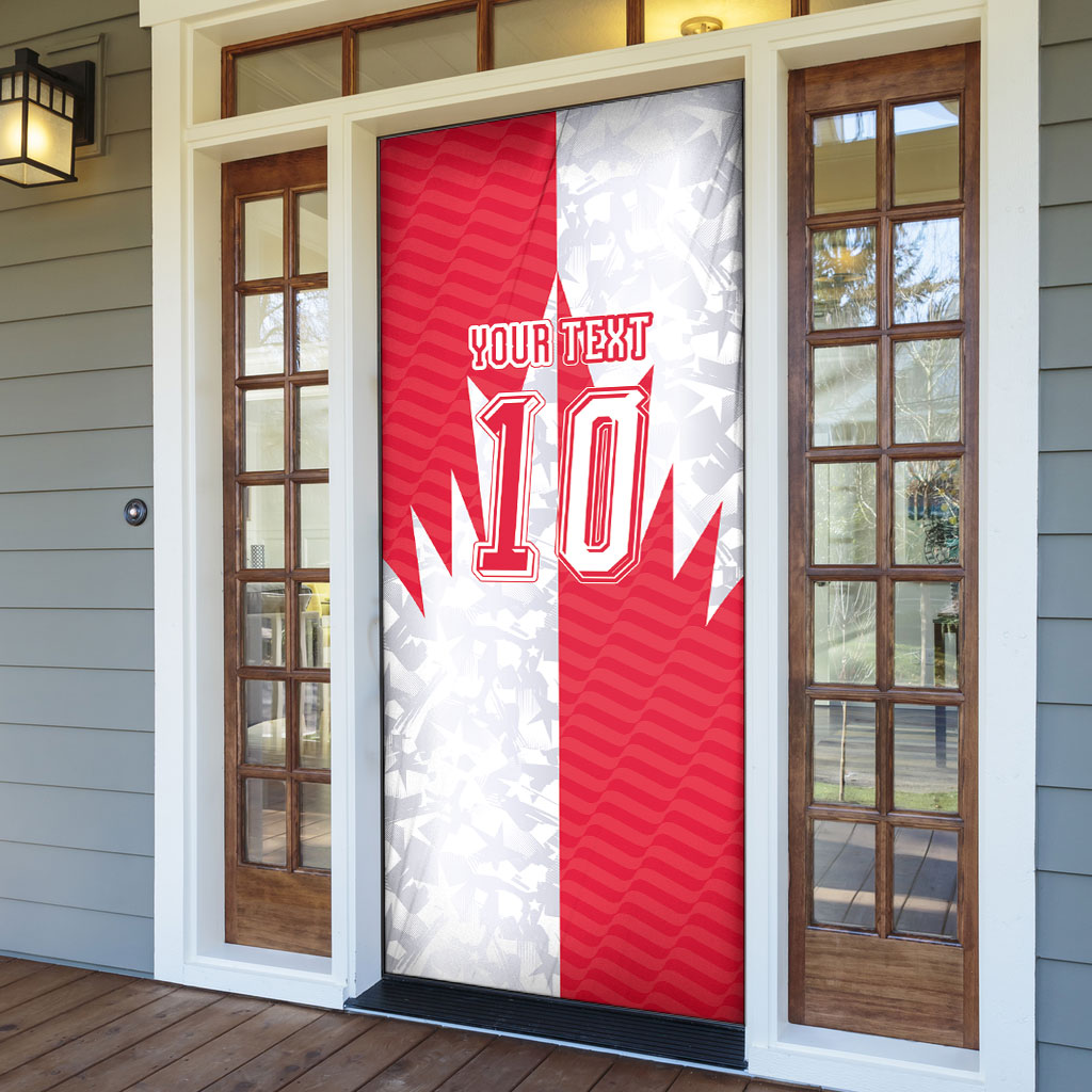 Custom USA and Canada National Football Door Cover Maple Leaf Geometric and American Stripes