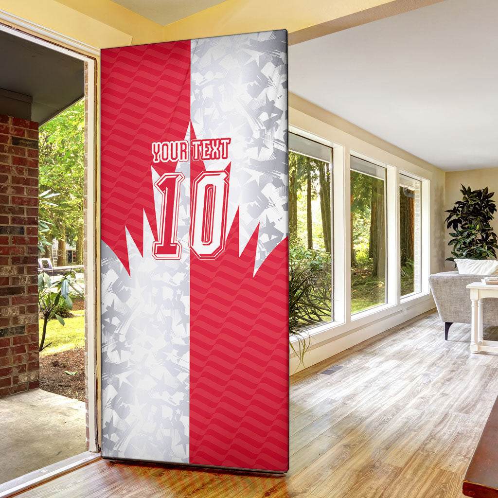 Custom USA and Canada National Football Door Cover Maple Leaf Geometric and American Stripes