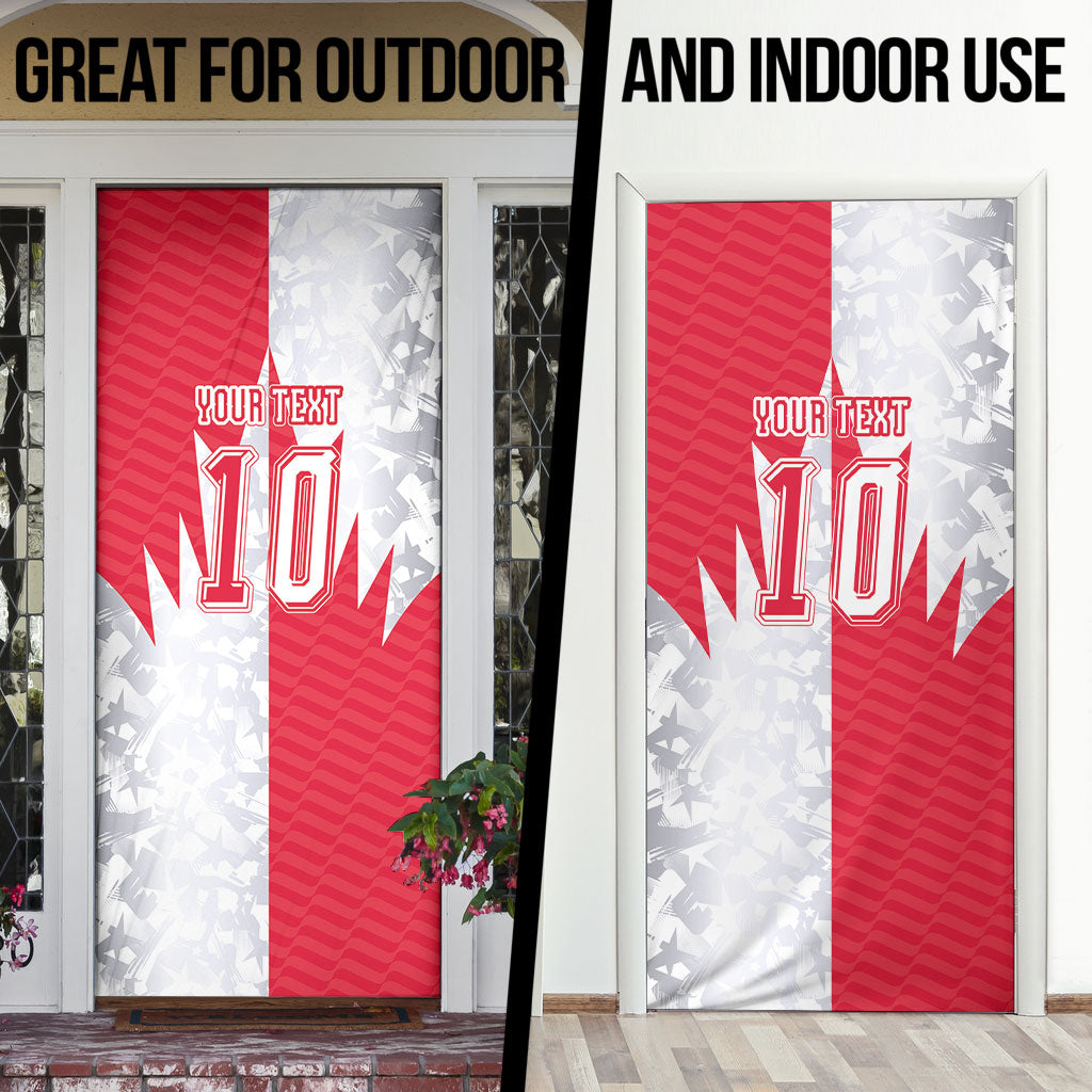 Custom USA and Canada National Football Door Cover Maple Leaf Geometric and American Stripes