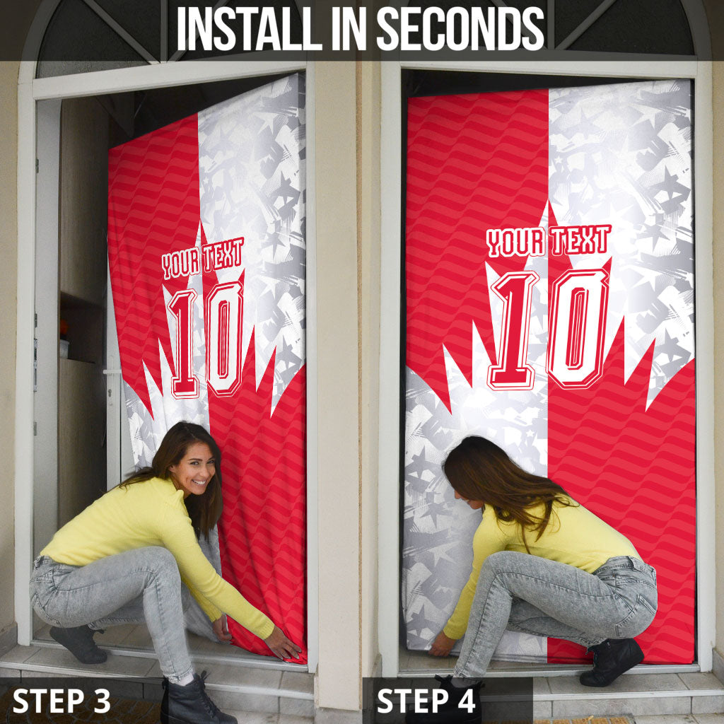 Custom USA and Canada National Football Door Cover Maple Leaf Geometric and American Stripes