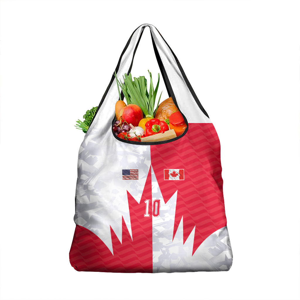 Custom USA and Canada National Football Grocery Bag Maple Leaf Geometric and American Stripes