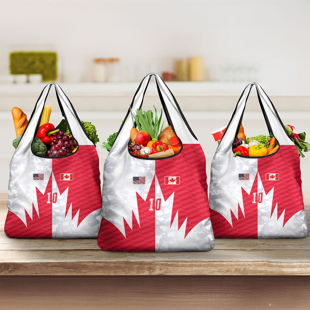 Custom USA and Canada National Football Grocery Bag Maple Leaf Geometric and American Stripes