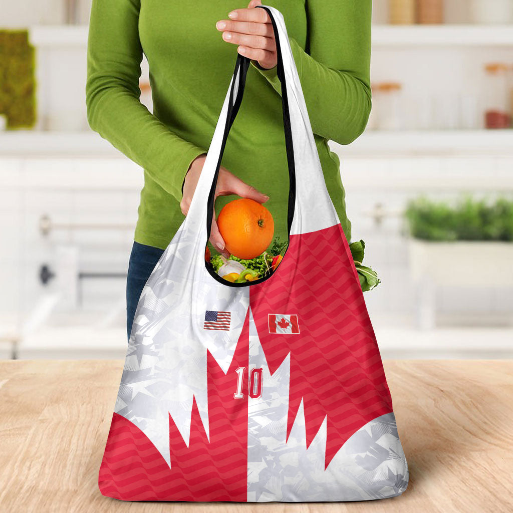 Custom USA and Canada National Football Grocery Bag Maple Leaf Geometric and American Stripes