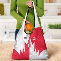 Custom USA and Canada National Football Grocery Bag Maple Leaf Geometric and American Stripes