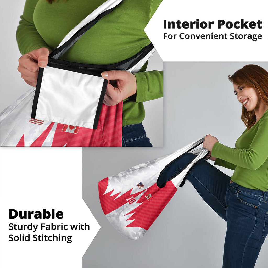 Custom USA and Canada National Football Grocery Bag Maple Leaf Geometric and American Stripes