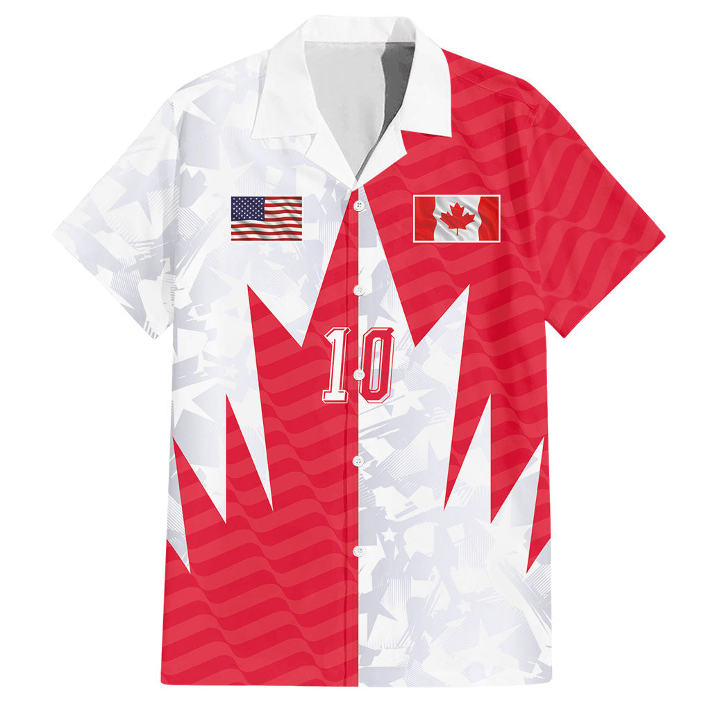 Custom USA and Canada National Football Hawaiian Shirt Maple Leaf Geometric and American Stripes