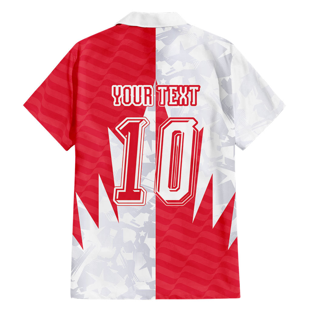 Custom USA and Canada National Football Hawaiian Shirt Maple Leaf Geometric and American Stripes