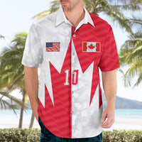 Custom USA and Canada National Football Hawaiian Shirt Maple Leaf Geometric and American Stripes