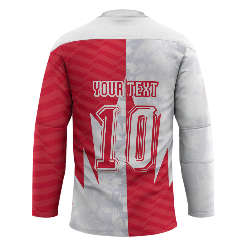 Custom USA and Canada National Football Hockey Jersey Maple Leaf Geometric and American Stripes