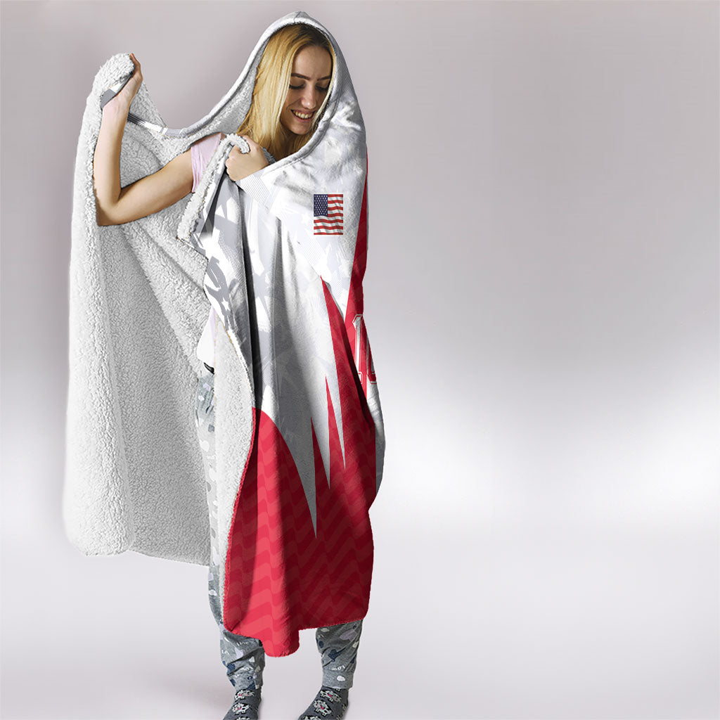 Custom USA and Canada National Football Hooded Blanket Maple Leaf Geometric and American Stripes