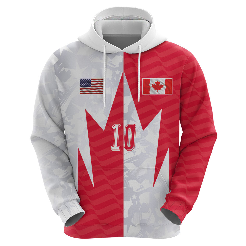 Custom USA and Canada National Football Hoodie Maple Leaf Geometric and American Stripes