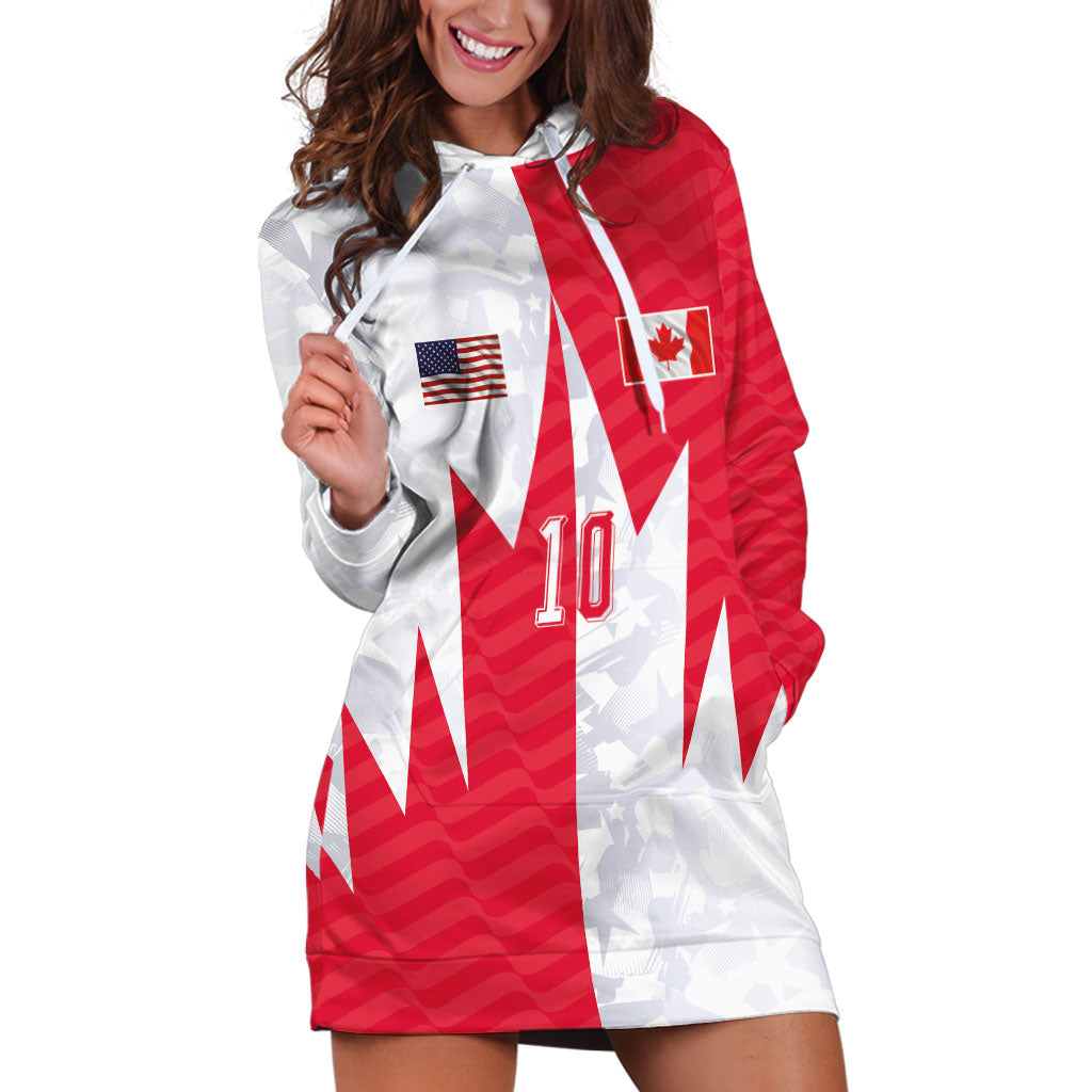 Custom USA and Canada National Football Hoodie Dress Maple Leaf Geometric and American Stripes