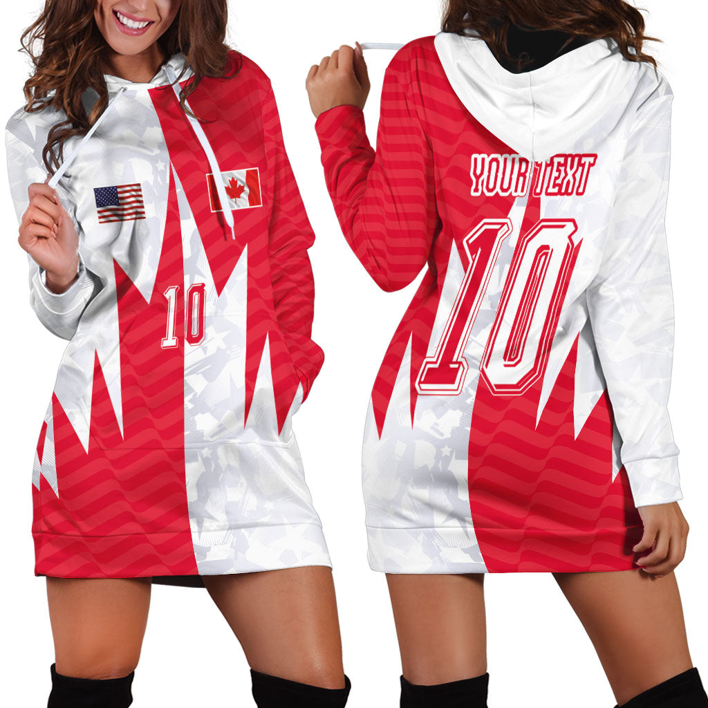 Custom USA and Canada National Football Hoodie Dress Maple Leaf Geometric and American Stripes