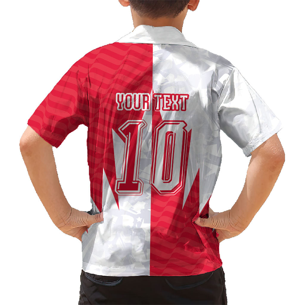 Custom USA and Canada National Football Kid Hawaiian Shirt Maple Leaf Geometric and American Stripes
