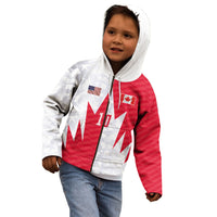 Custom USA and Canada National Football Kid Hoodie Maple Leaf Geometric and American Stripes
