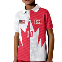 Custom USA and Canada National Football Kid Polo Shirt Maple Leaf Geometric and American Stripes