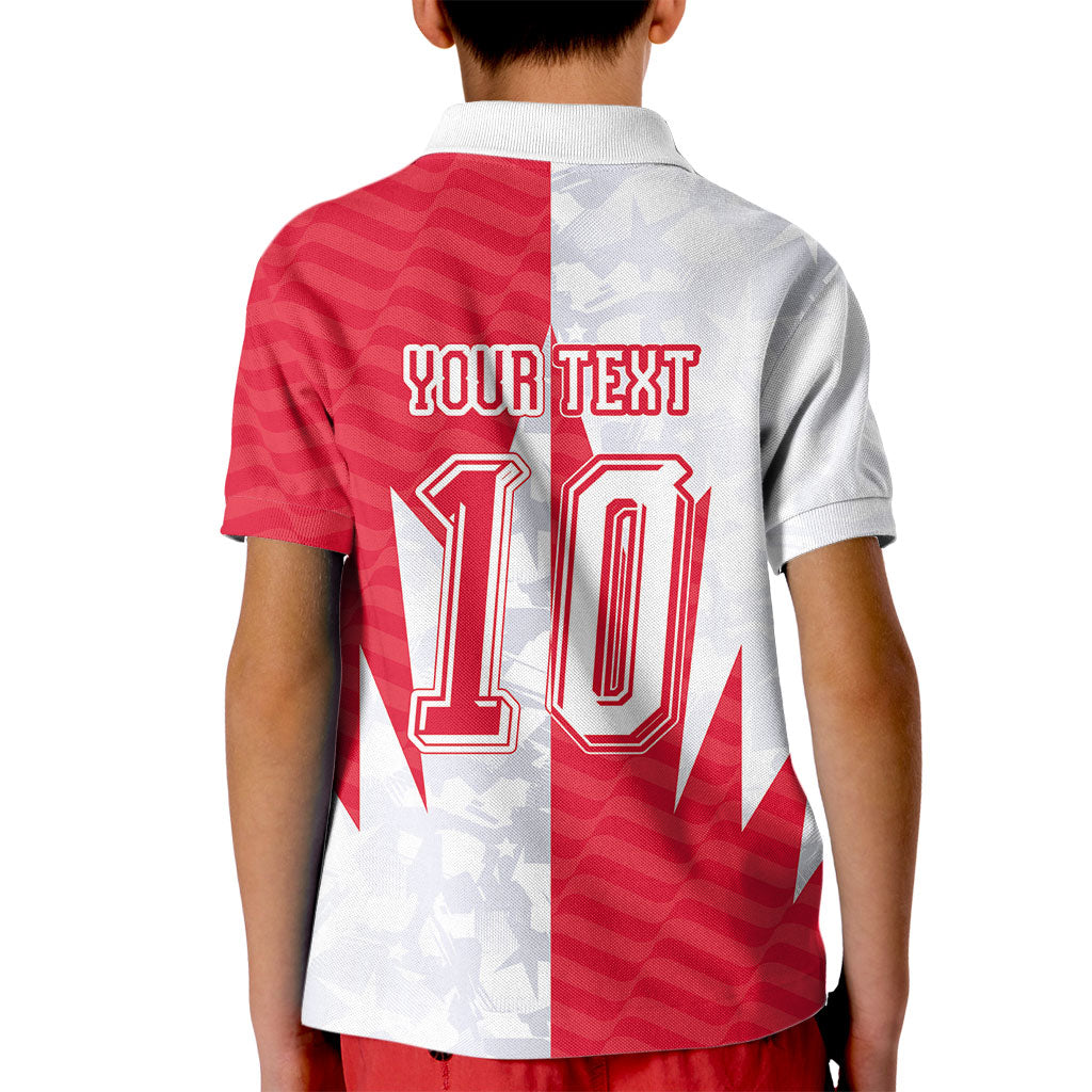 Custom USA and Canada National Football Kid Polo Shirt Maple Leaf Geometric and American Stripes