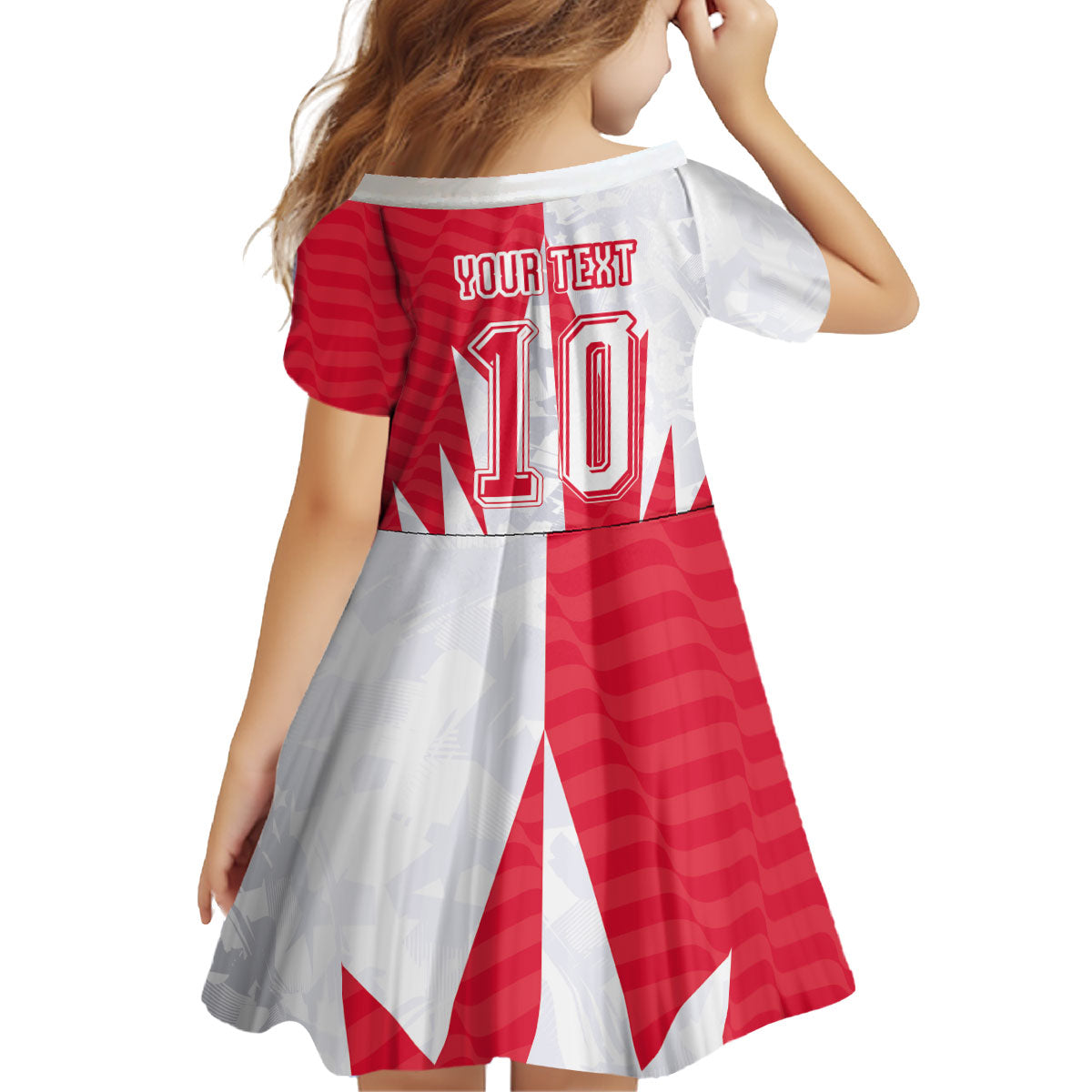 Custom USA and Canada National Football Kid Short Sleeve Dress Maple Leaf Geometric and American Stripes