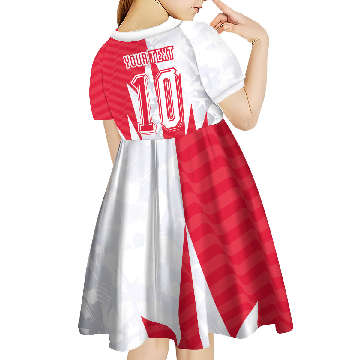 Custom USA and Canada National Football Kid Short Sleeve Dress Maple Leaf Geometric and American Stripes