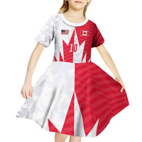 Custom USA and Canada National Football Kid Short Sleeve Dress Maple Leaf Geometric and American Stripes