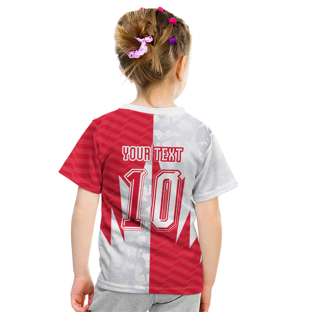 Custom USA and Canada National Football Kid T Shirt Maple Leaf Geometric and American Stripes