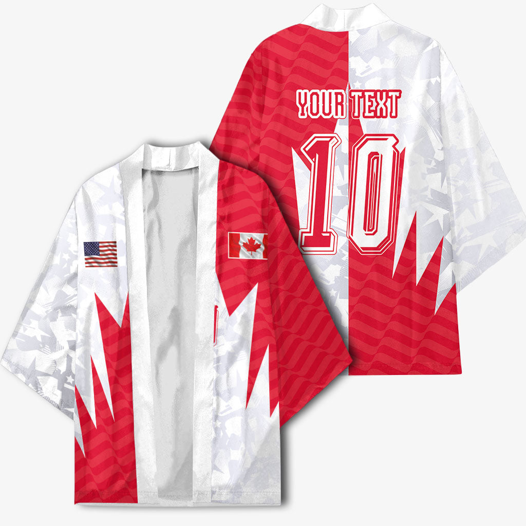 Custom USA and Canada National Football Kimono Maple Leaf Geometric and American Stripes