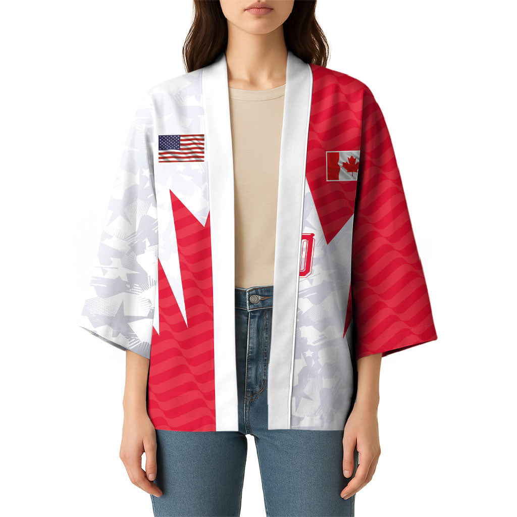 Custom USA and Canada National Football Kimono Maple Leaf Geometric and American Stripes