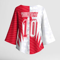 Custom USA and Canada National Football Kimono Sleeve Blouse Maple Leaf Geometric and American Stripes