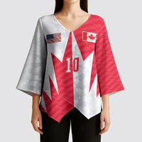 Custom USA and Canada National Football Kimono Sleeve Blouse Maple Leaf Geometric and American Stripes