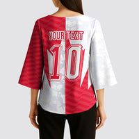 Custom USA and Canada National Football Kimono Sleeve Blouse Maple Leaf Geometric and American Stripes