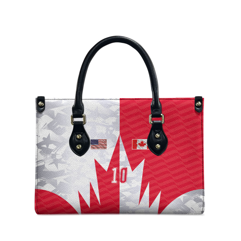 Custom USA and Canada National Football Leather Bag Maple Leaf Geometric and American Stripes