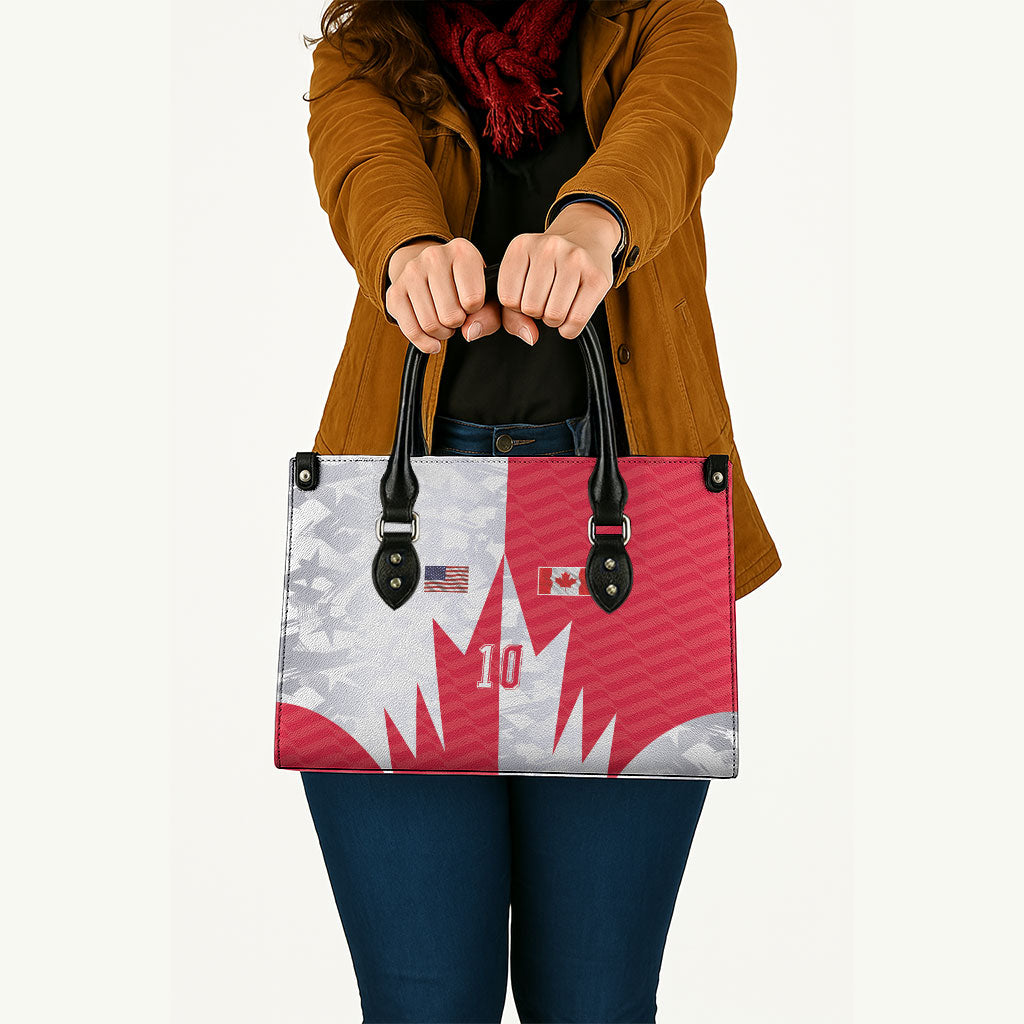Custom USA and Canada National Football Leather Bag Maple Leaf Geometric and American Stripes