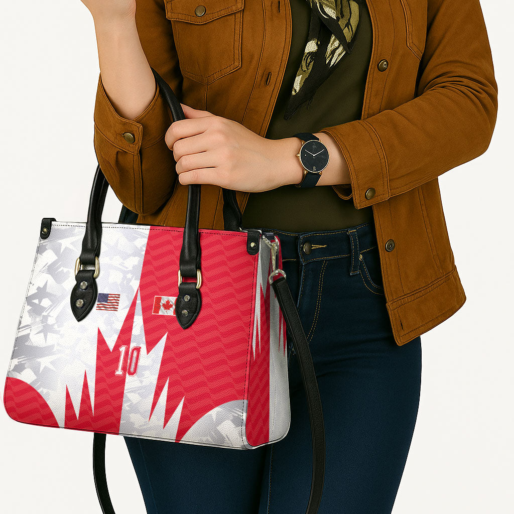 Custom USA and Canada National Football Leather Bag Maple Leaf Geometric and American Stripes