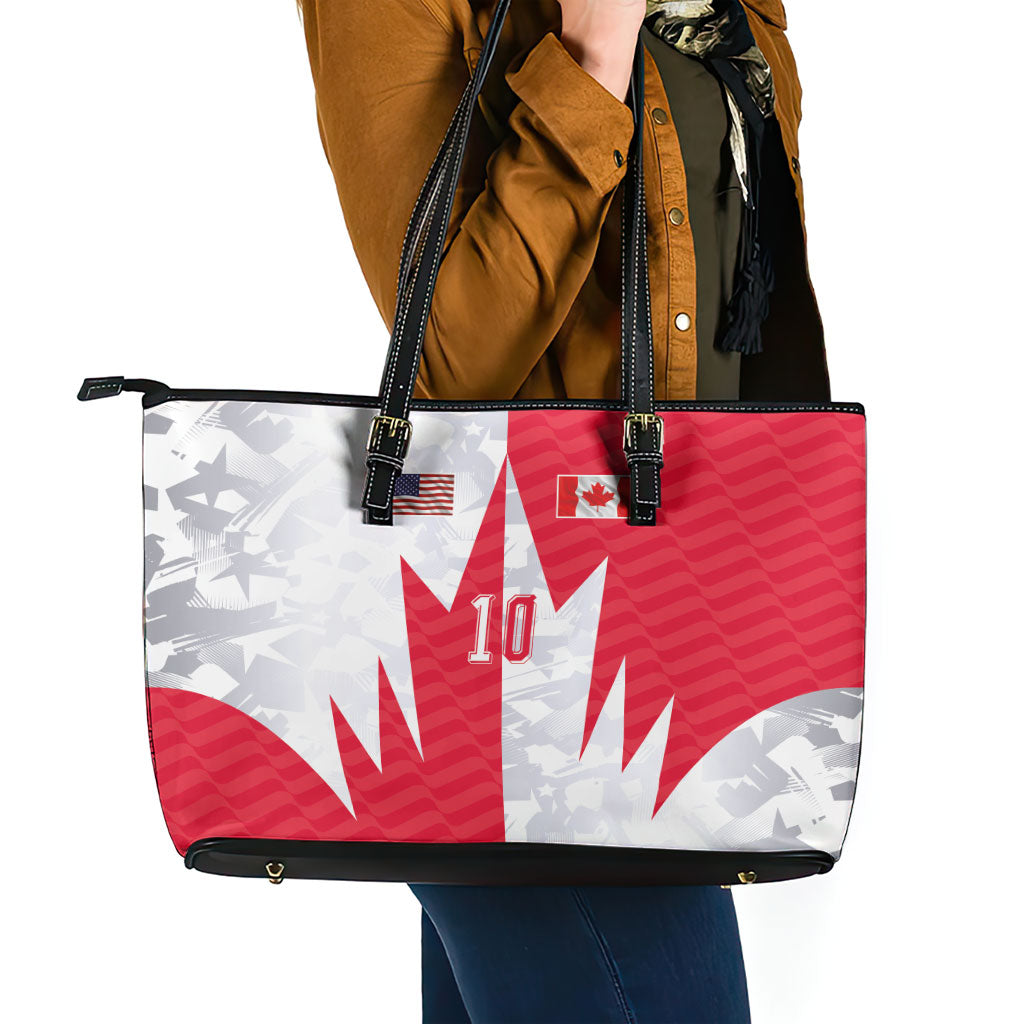 Custom USA and Canada National Football Leather Tote Bag Maple Leaf Geometric and American Stripes