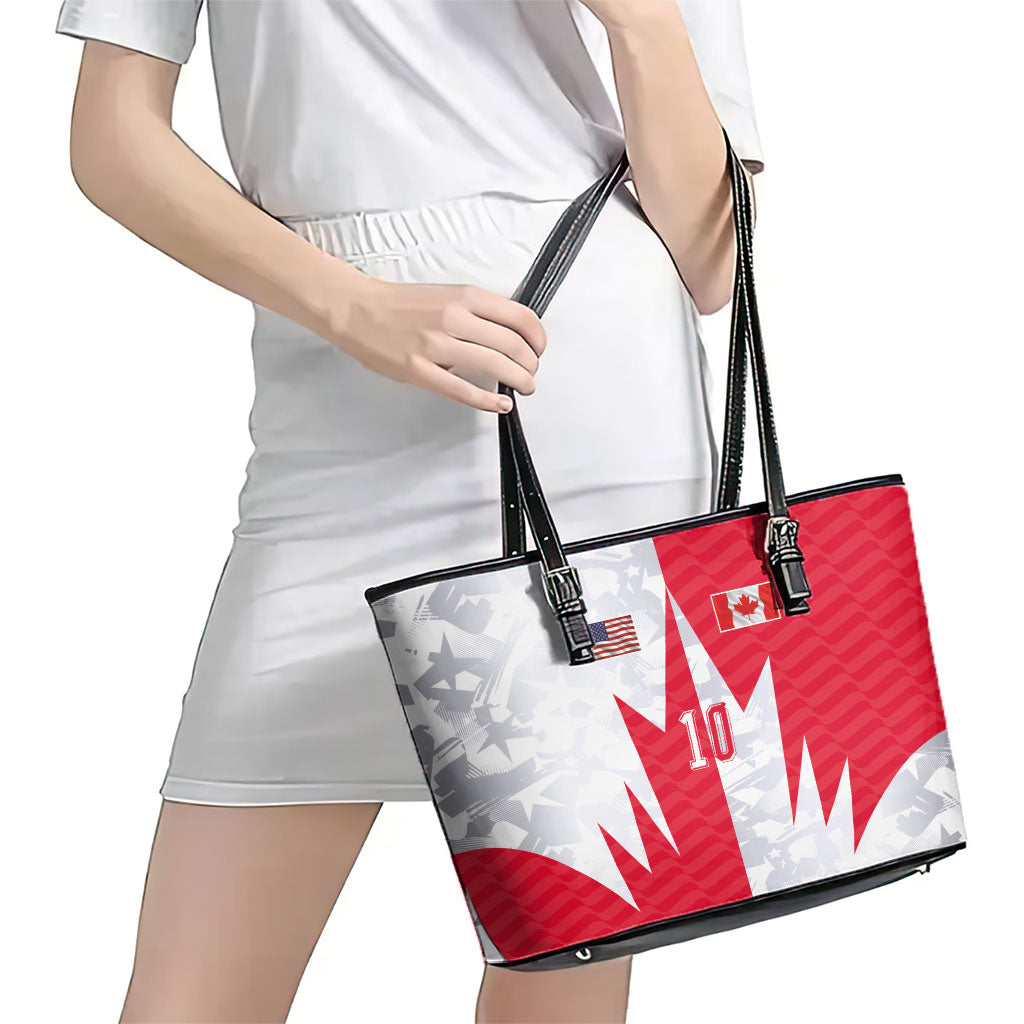 Custom USA and Canada National Football Leather Tote Bag Maple Leaf Geometric and American Stripes