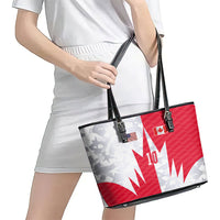 Custom USA and Canada National Football Leather Tote Bag Maple Leaf Geometric and American Stripes