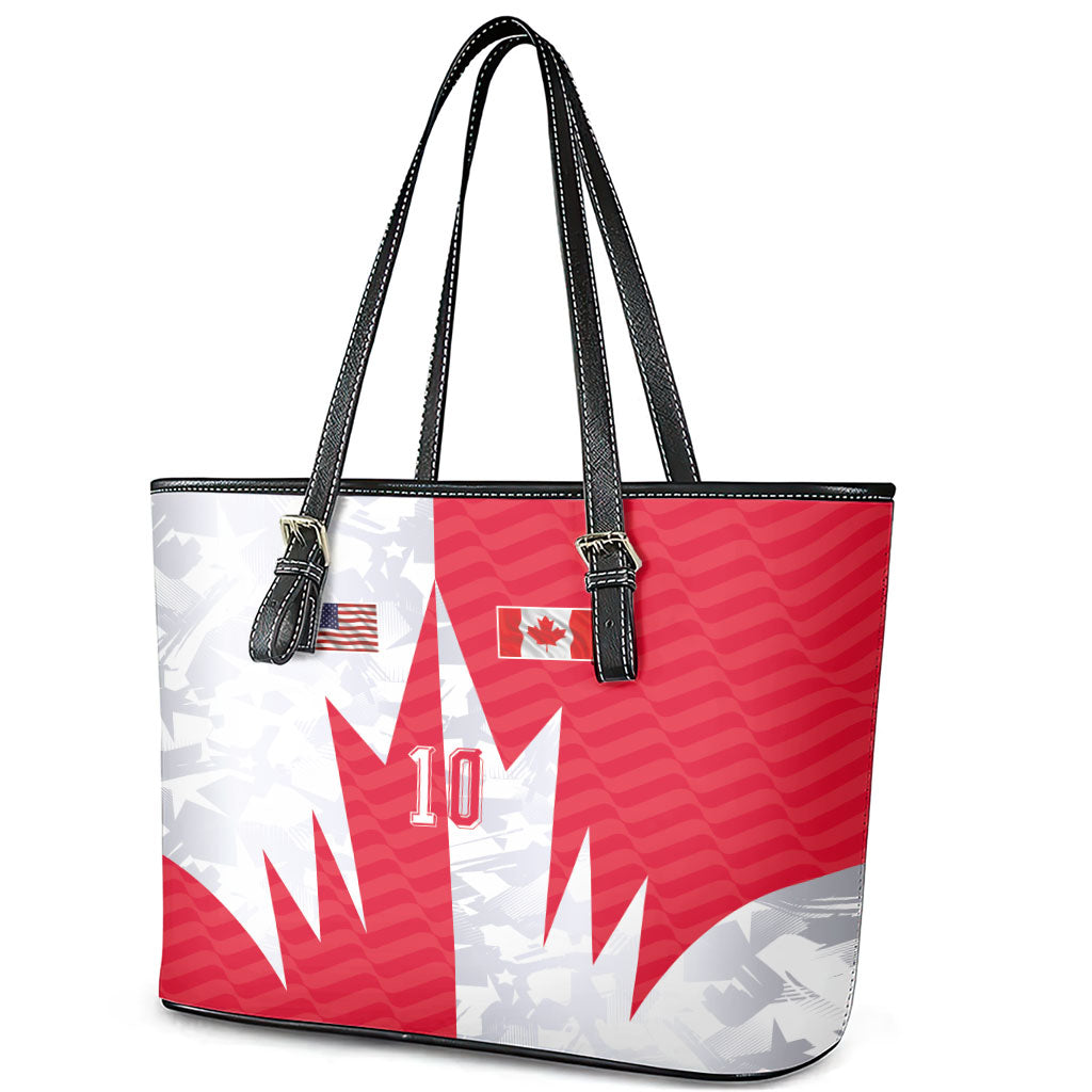 Custom USA and Canada National Football Leather Tote Bag Maple Leaf Geometric and American Stripes