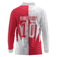 Custom USA and Canada National Football Long Sleeve Polo Shirt Maple Leaf Geometric and American Stripes