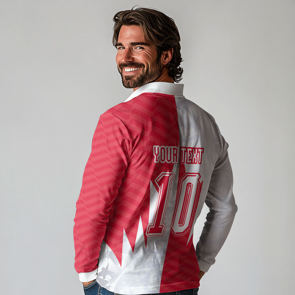 Custom USA and Canada National Football Long Sleeve Polo Shirt Maple Leaf Geometric and American Stripes